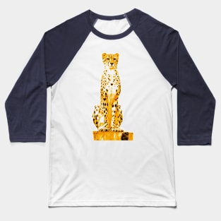 Illustrated Cheetah Siting On Log Baseball T-Shirt